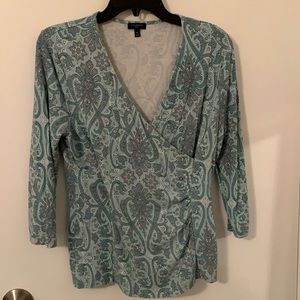 Talbots -MP-Turquoise-baby blue-grey- soft green-three quarter length sleeves